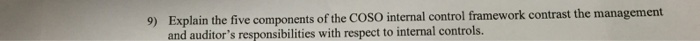 Answer 9 Explain the five components of the COSO internal control framework