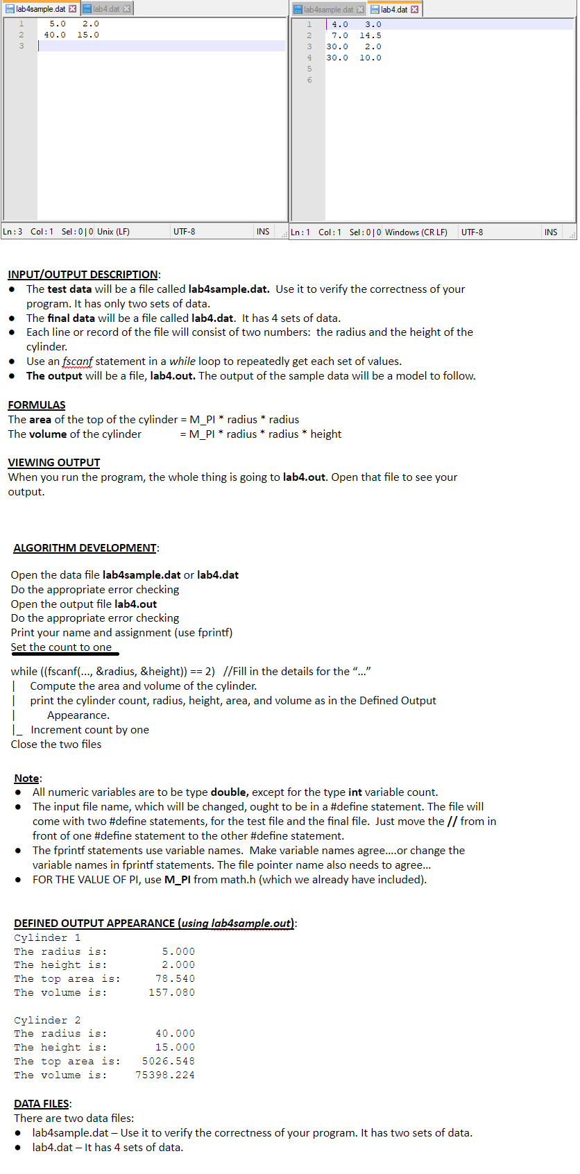 Write a program dealing with cylinders to compute the top area and