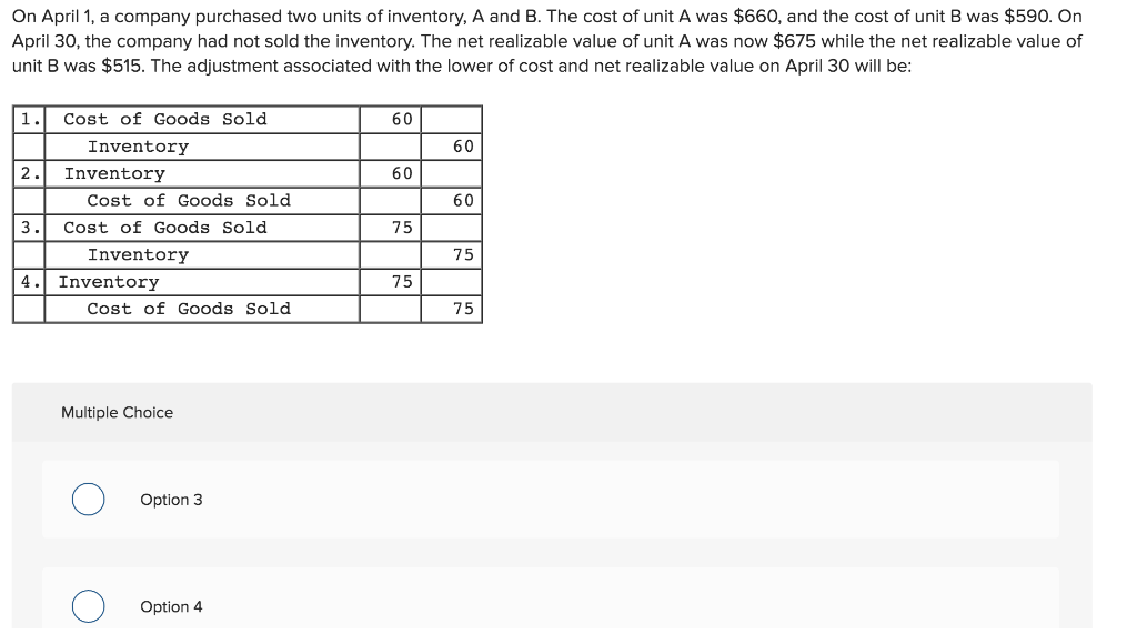 Option 1, 2, 3 or 4 On April 1, a company purchased
