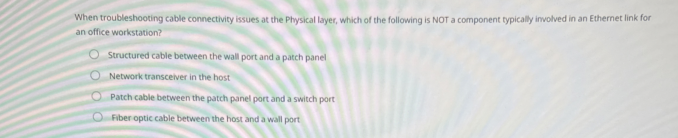  When troubleshooting cable connectivity issues at the Physical layer, which of