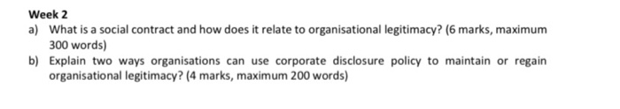  Week 2 a) What is a social contract and how does