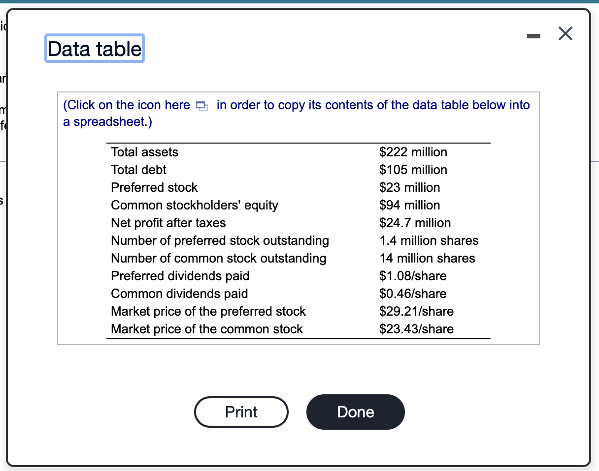  an X Data table (Click on the icon here in order
