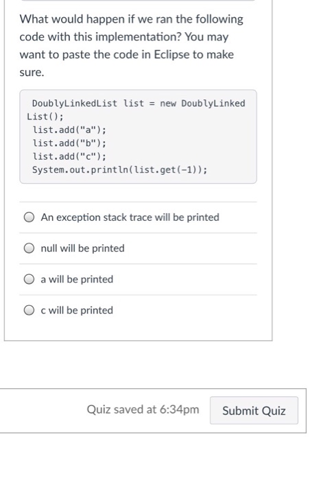 DoublyLinkedList private Node head, tail; private static class Node public Node prev,