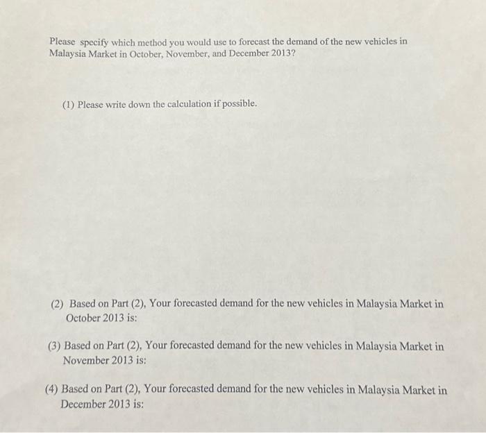 of new vehicles sold in 2013 for the following month: October, November,