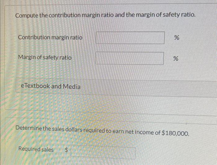 (Round answers to O decimal places, eg, 1,225.) 14) Break even point