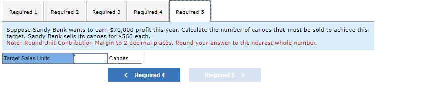 Calculate the contribution margin per canoe and the contribution margin ratio. 3.