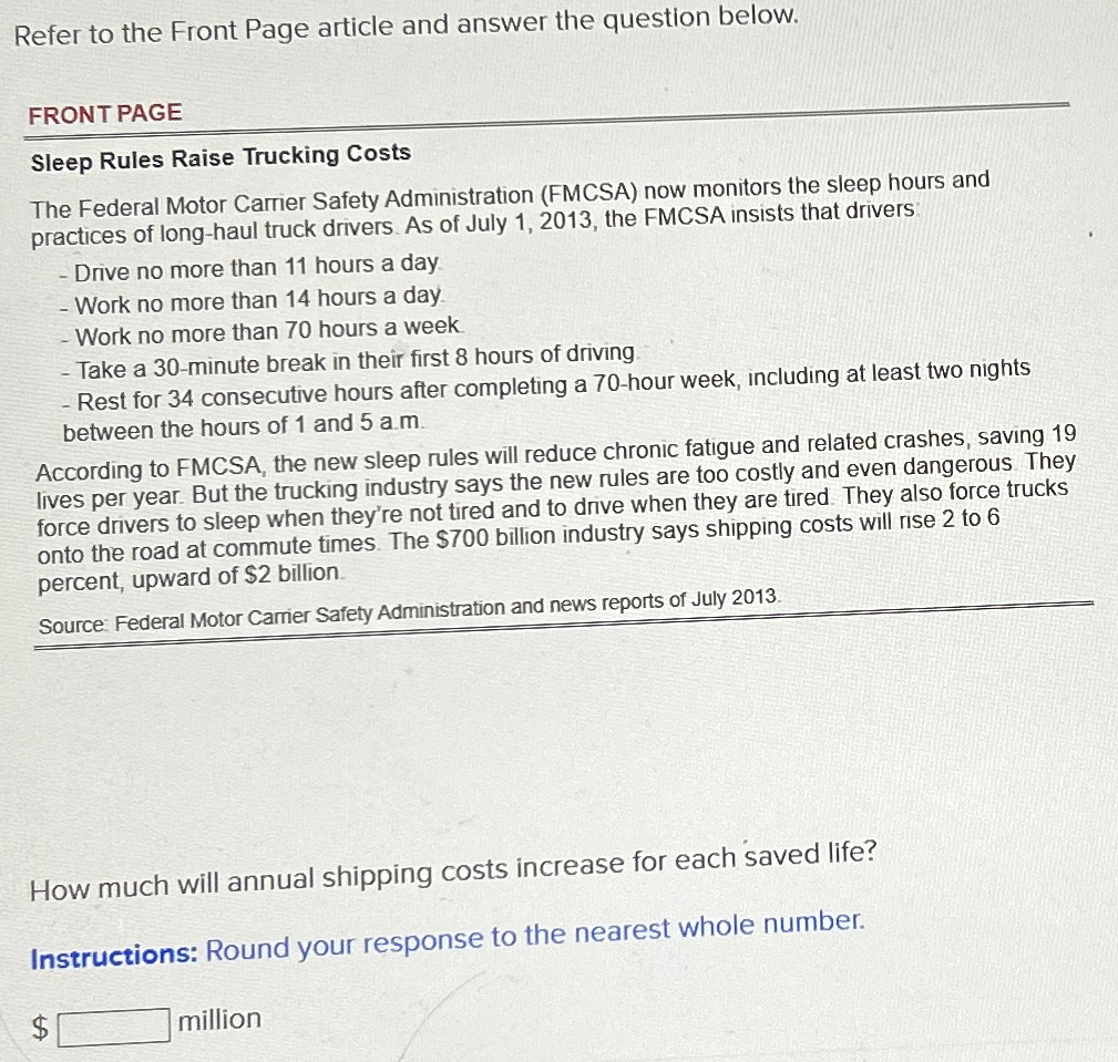  Refer to the Front Page article and answer the question below.