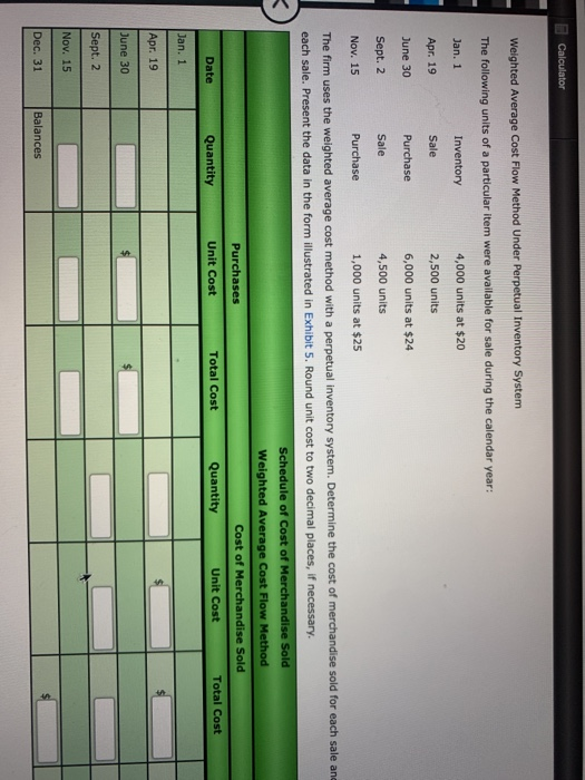  Calculator Weighted Average Cost Flow Method Under Perpetual Inventory System The