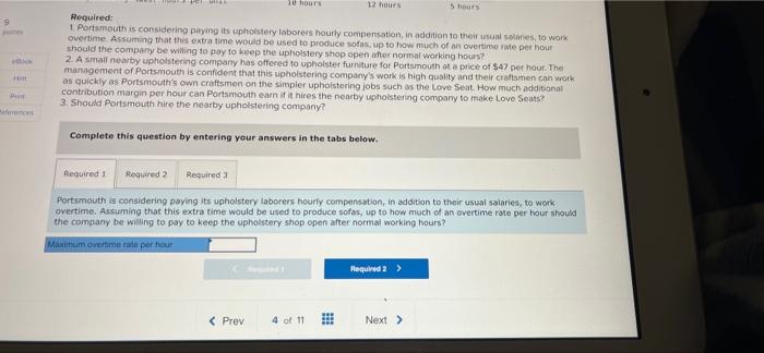point Hind Portsmouth Company makes upholstered furniture. Its only variable cost is