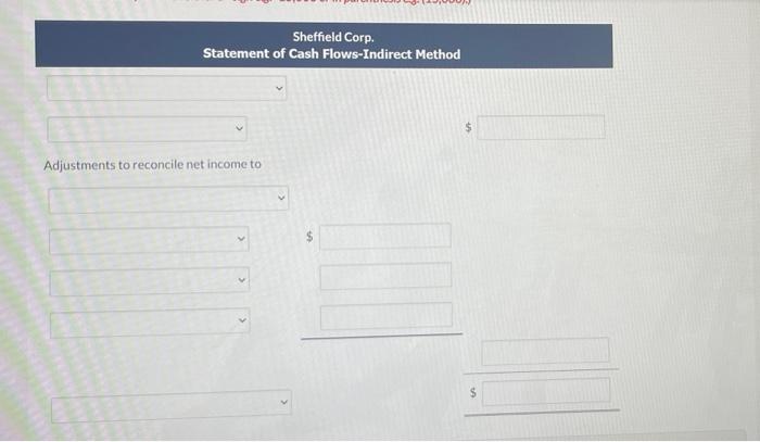 for Sheffield Corp. show these changes in noncash current asset accounts accounts
