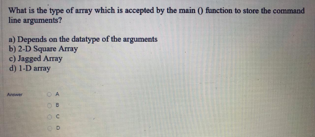 What is the type of array which is accepted by the