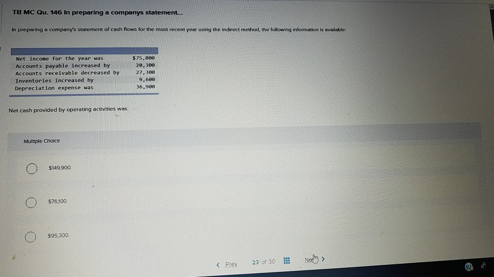  TB MC Qu. 146 In preparing a companys statement.. In preparing