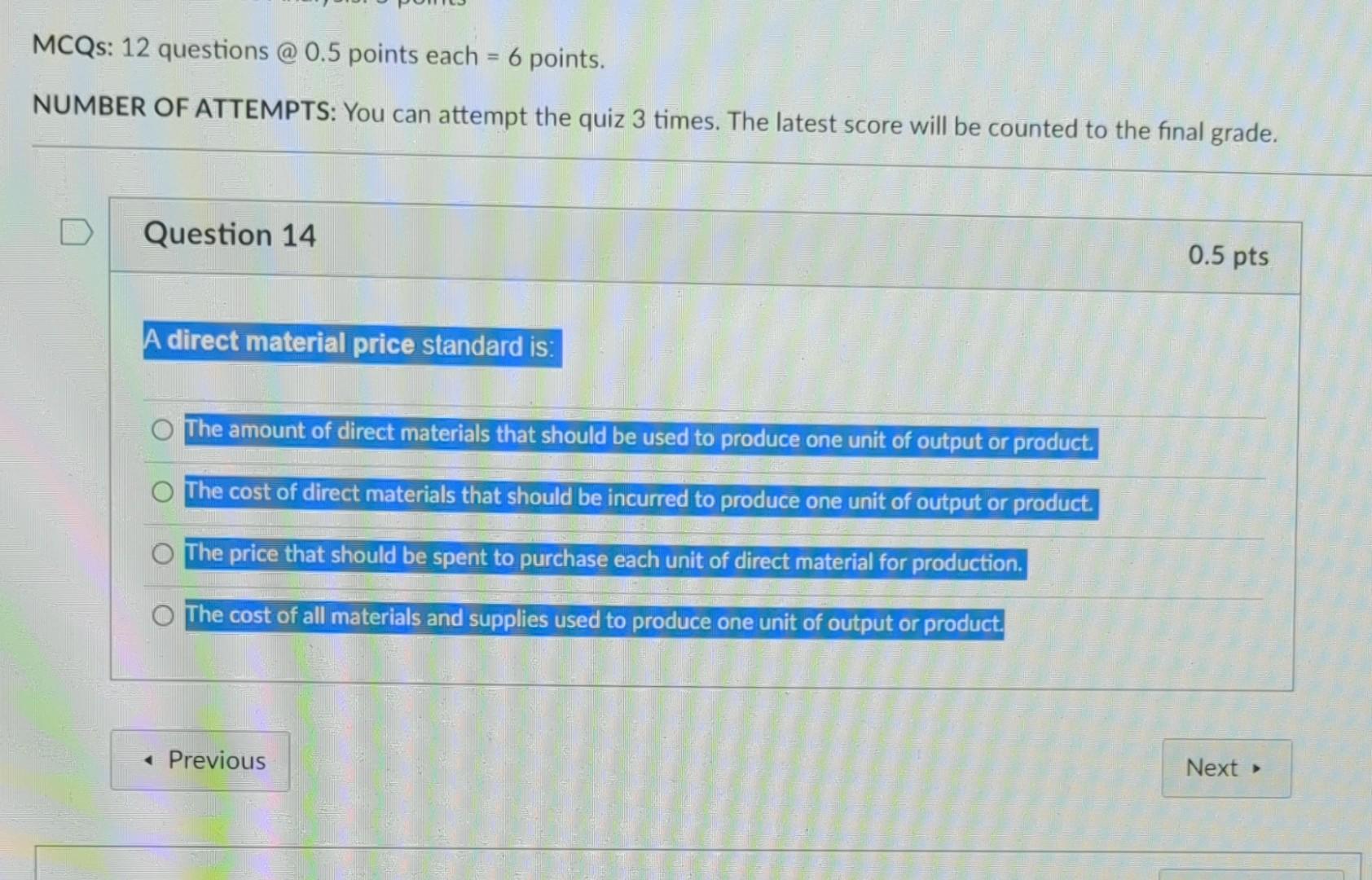 MCQs: 12 questions @ 0.5 points each = 6 points. NUMBER