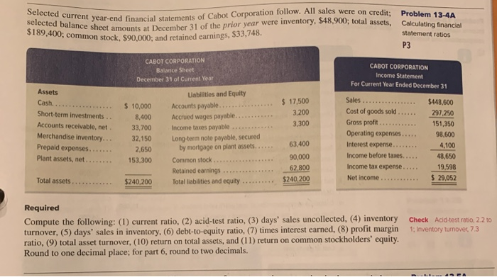  Selected current year-end financial selected balance sheet amounts at D $189,400;