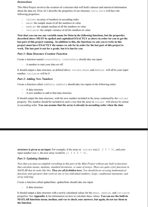  Matlab - please help!! This Mini Project involves the creation of