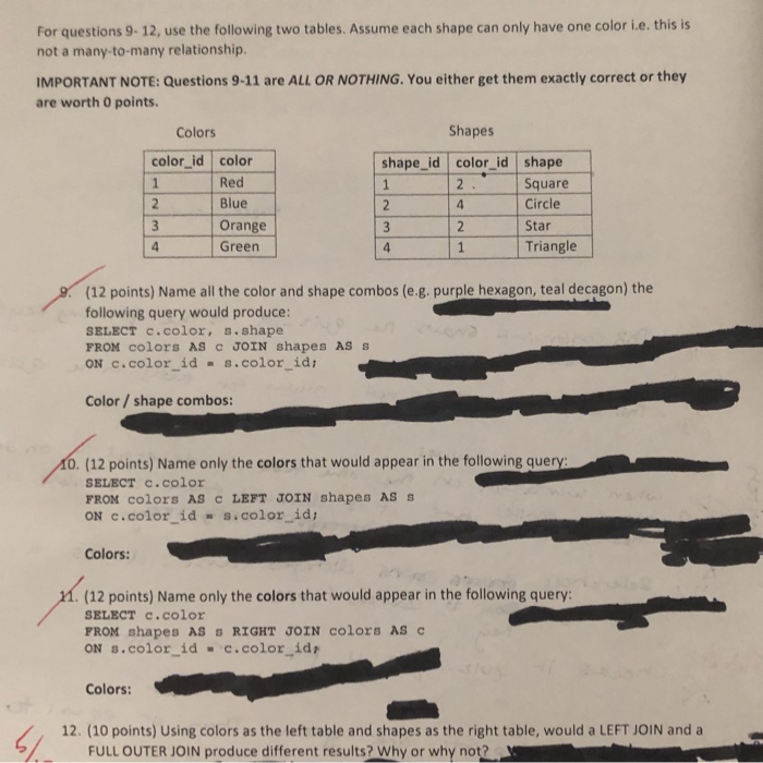  using joins in SQL help with questions 9-12 thanks For questions