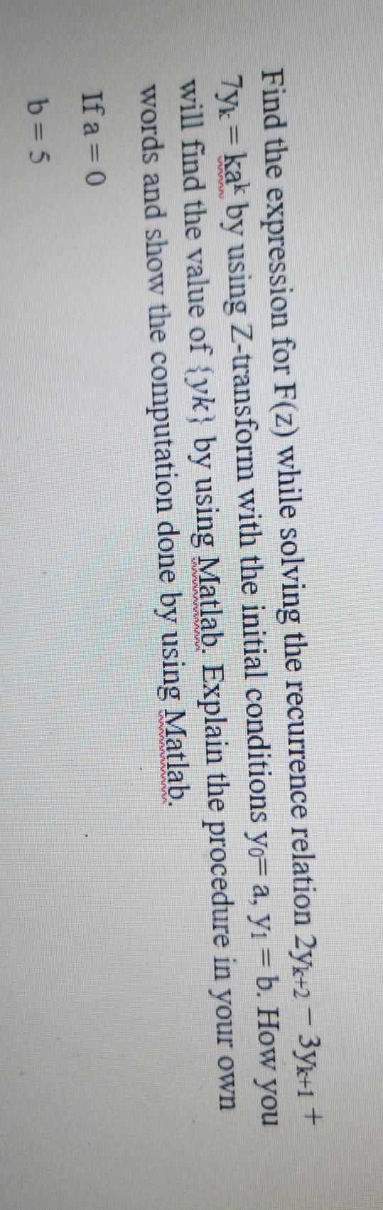  Find the expression for F(z) while solving the recurrence relation 2yk+2