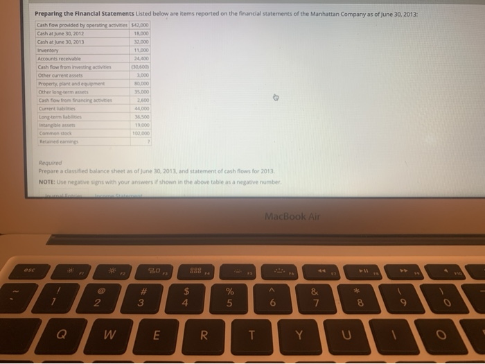  Preparing the Financial Statements Listed below are items reported on the