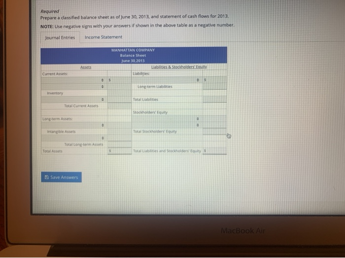financial statements of the Manhattan Company as of June 30, 2013: Cash