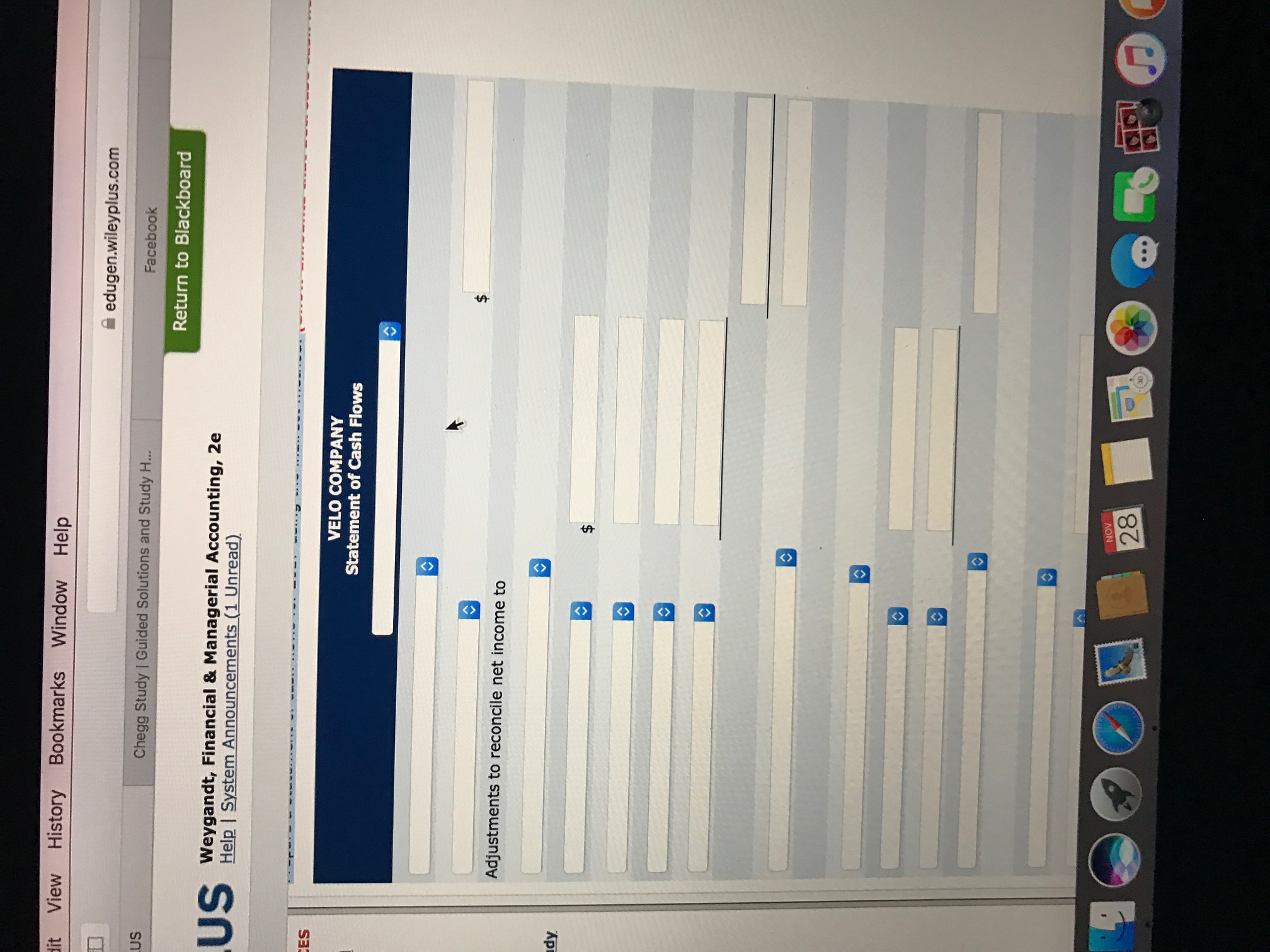 Exercise 13-8 Here are comparative balance sheets for Velo Company. VELO