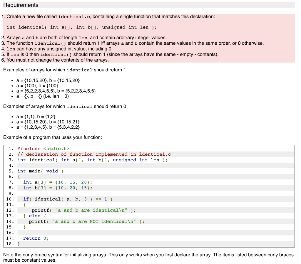 QUES) Write code in C, which meets the following requirements. Requirements 1.