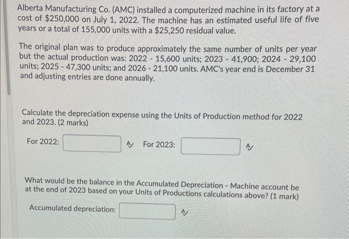  Alberta Manufacturing Co. (AMC) installed a computerized machine in its factory