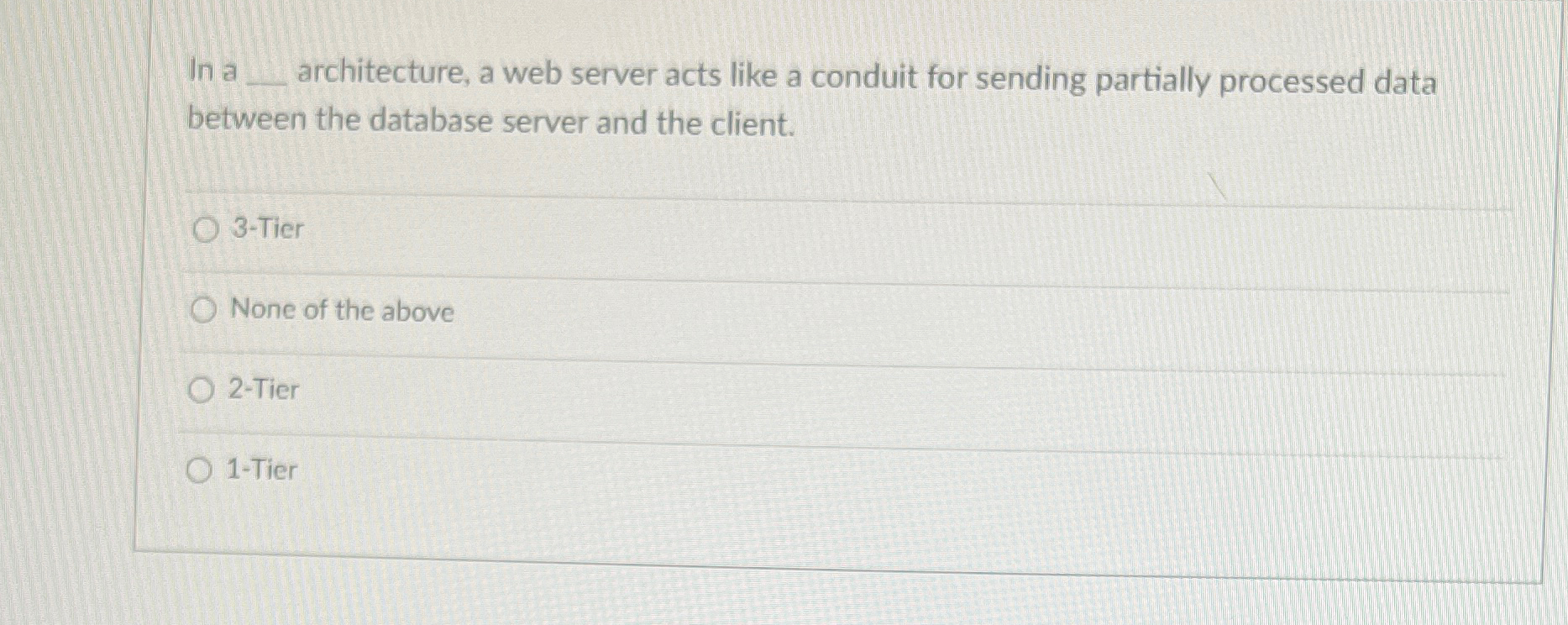  In a architecture, a web server acts like a conduit for