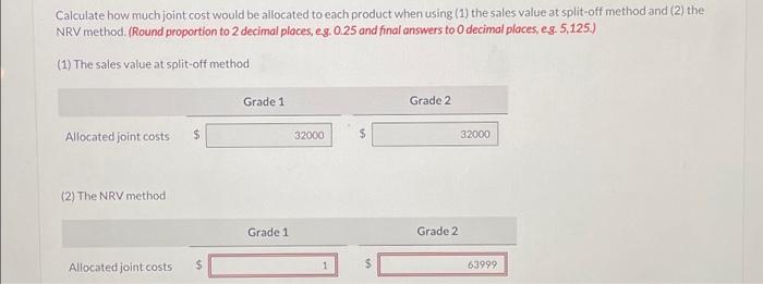  Calculate how much joint cost would be allocated to each product
