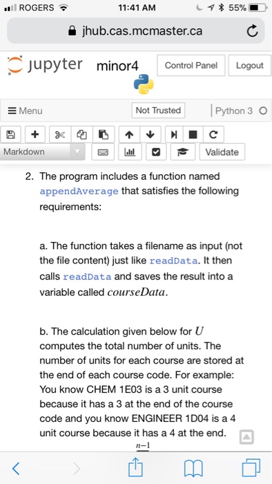 readData that satisfies the following requirements a. The function takes a filename