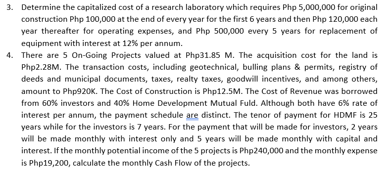 need the solution asap ty 3. Determine the capitalized cost of a