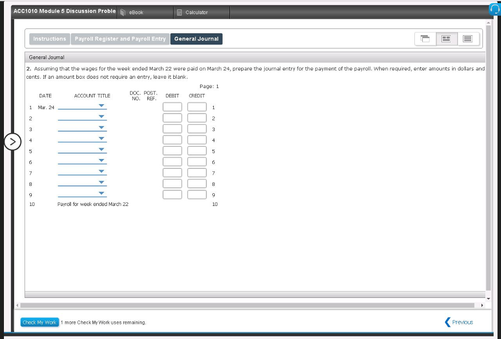 Travel for the week ended March 22, 20-. (In the Taxable Earnings/Unemployment