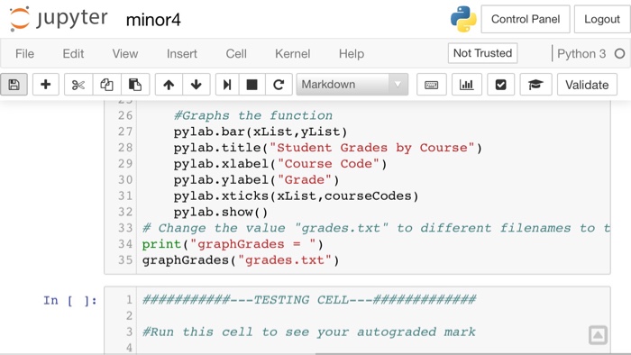 example file "grades.txt" (which is created for you) looks like this CHEM