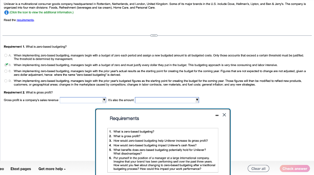 Please help me solve requirements 1-6! organized into four main divisions: Foods,