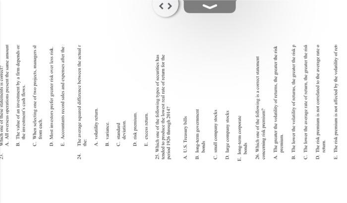 here you go 23. Whisca oele of these statensents Fs corretf? A.