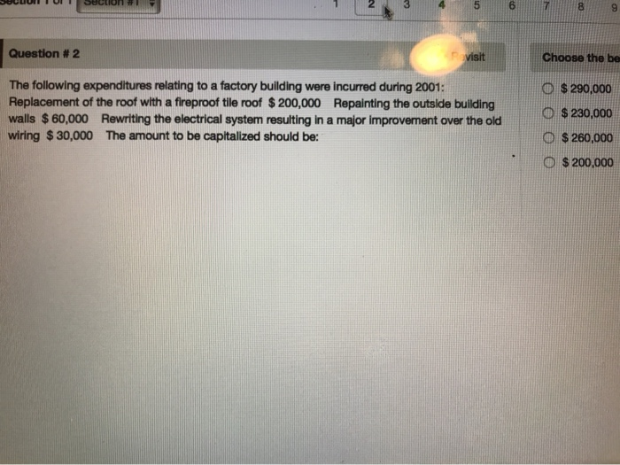  Question #2 Choose the be it The following expenditures relating to