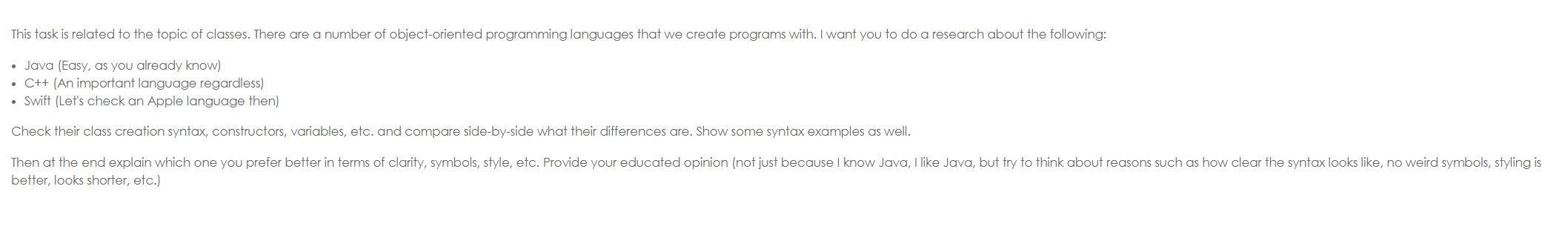 Please write their differences and classes info This task is related to