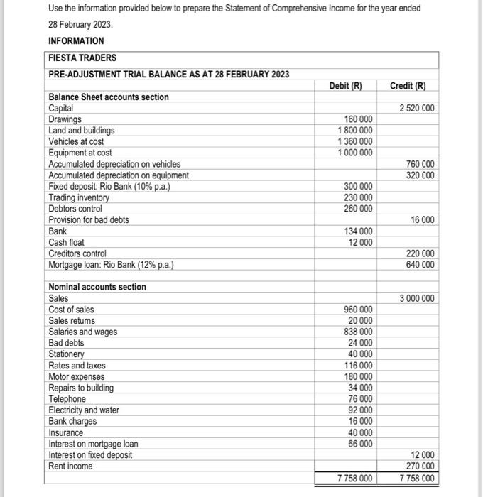  NB::: please show thr detailed statement with full amounts!!! not just