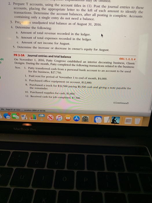 Pampanons Why De omitted. 2. Prepare T accounts, using the account