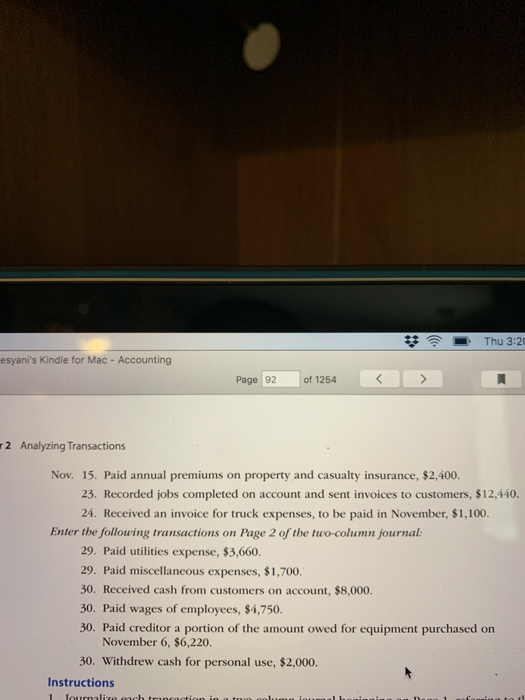 titles in (1). Post the journal entries to these accounts, placing the