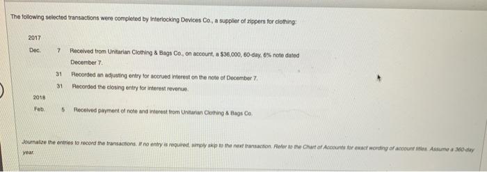 The following selected transactions were completed by Interlocking Devices Co., a