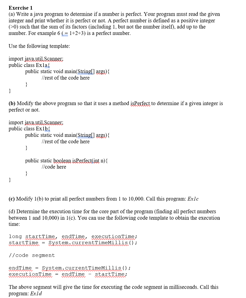 Exercise 1 (a) Write a java program to determine if a
