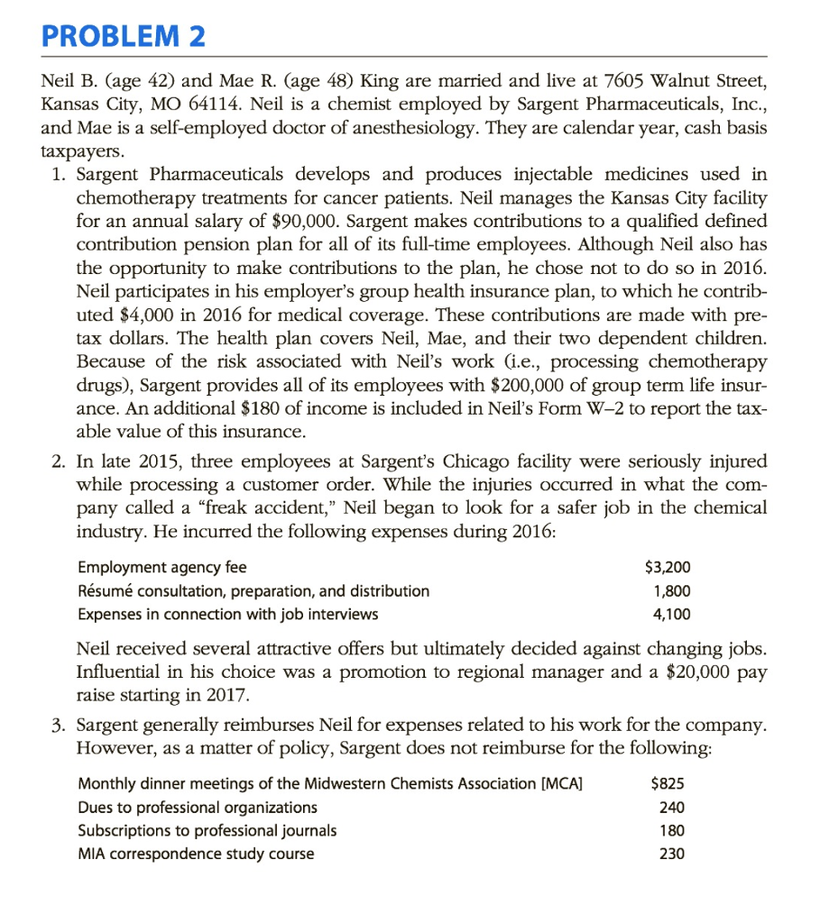 PROBLEM 2 Neil B. (age 42) and Mae R. (age 48)