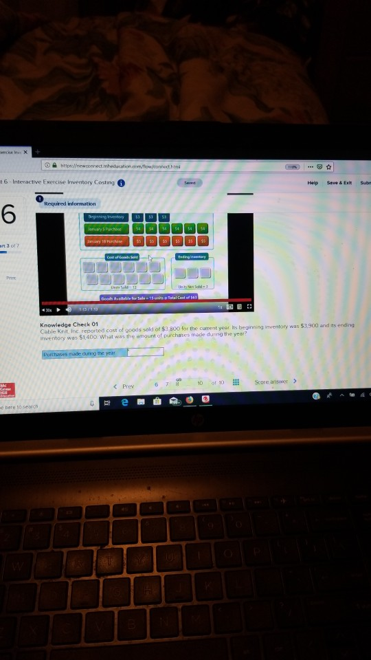  t 6- Interactive Exercise Inventory Costing Help Seve & Exit Subn