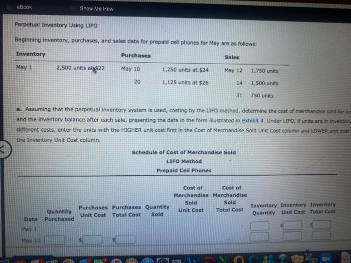  eBook Show Me How Perpetual Inventory Using LIFO Beginning inventory, purchases,
