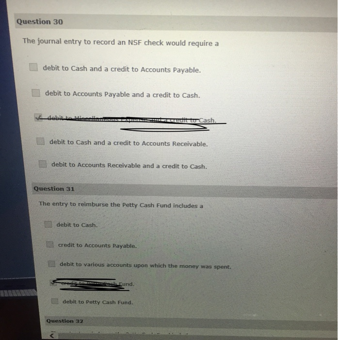  The journal entry to record an NSF check would require a