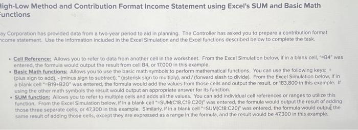 due at 11, please answer fast!! igh-Low Method and Contribution Format Income