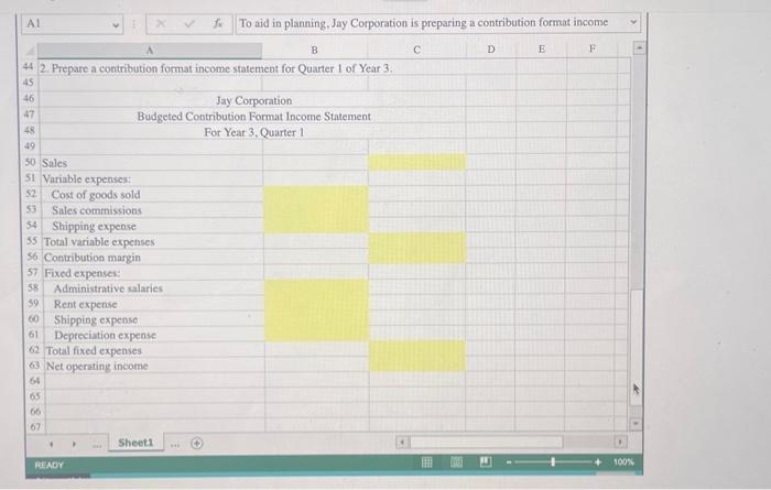 asked you to prepare a contribution format come statement. Use the information