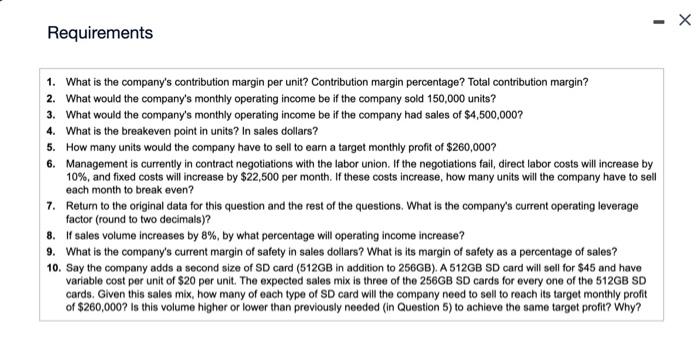 operating income be if the company sold 150,000 units? 3. What would