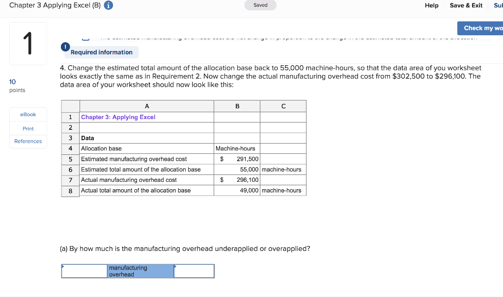  Chapter 3 Applying Excel (B) i) Saved Help Save & Exit