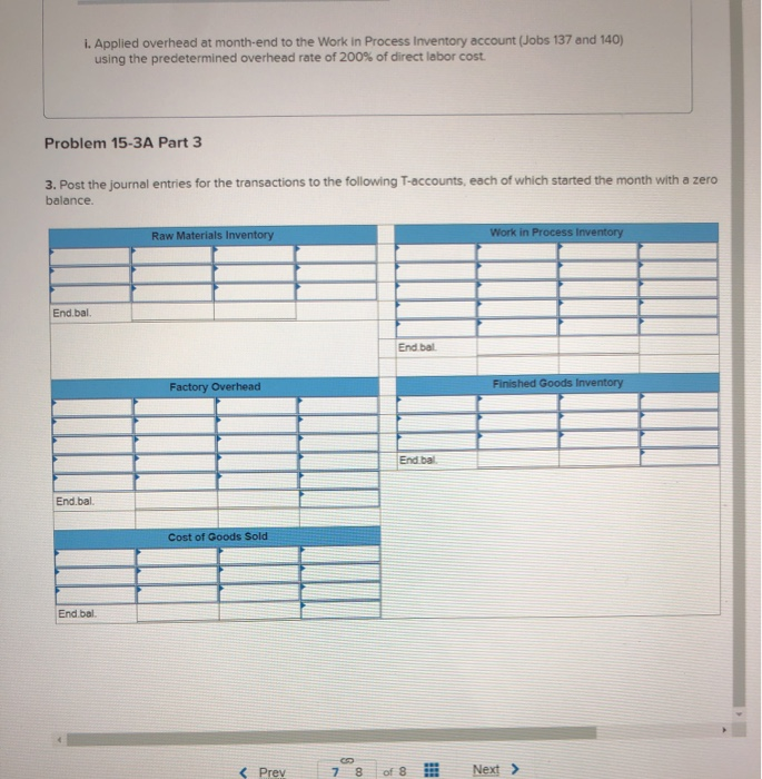 job order costing LO P1, P2, P3 [The following information applies to